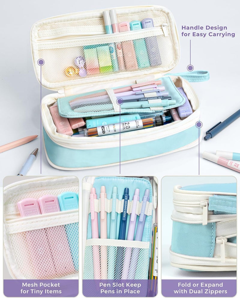 Four Candies 36PCS Aesthetic School Supplies, Mechanical Pencil Set 0.5mm, 0.7mm, 0.9mm & 2.0mm with 624 Lead Refills, Back to School Supplies for Writing & Drawing, Ideal Stationary Set Gift (Blue) - Image 3